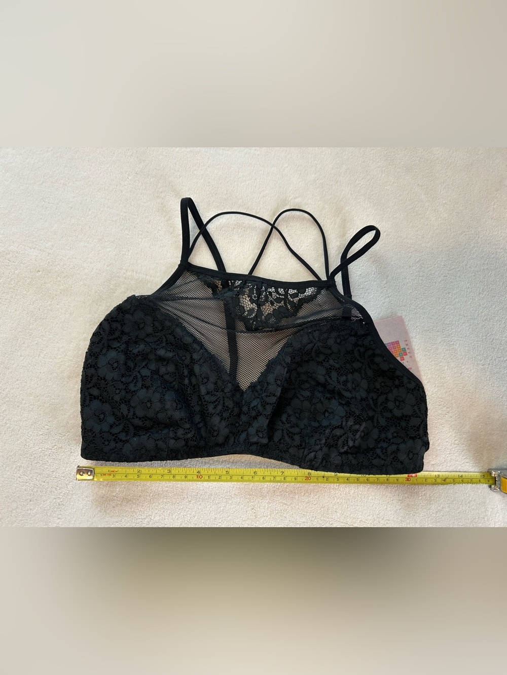 NWT medium bralette black lace bandeau top strap adjustable casual under shirt